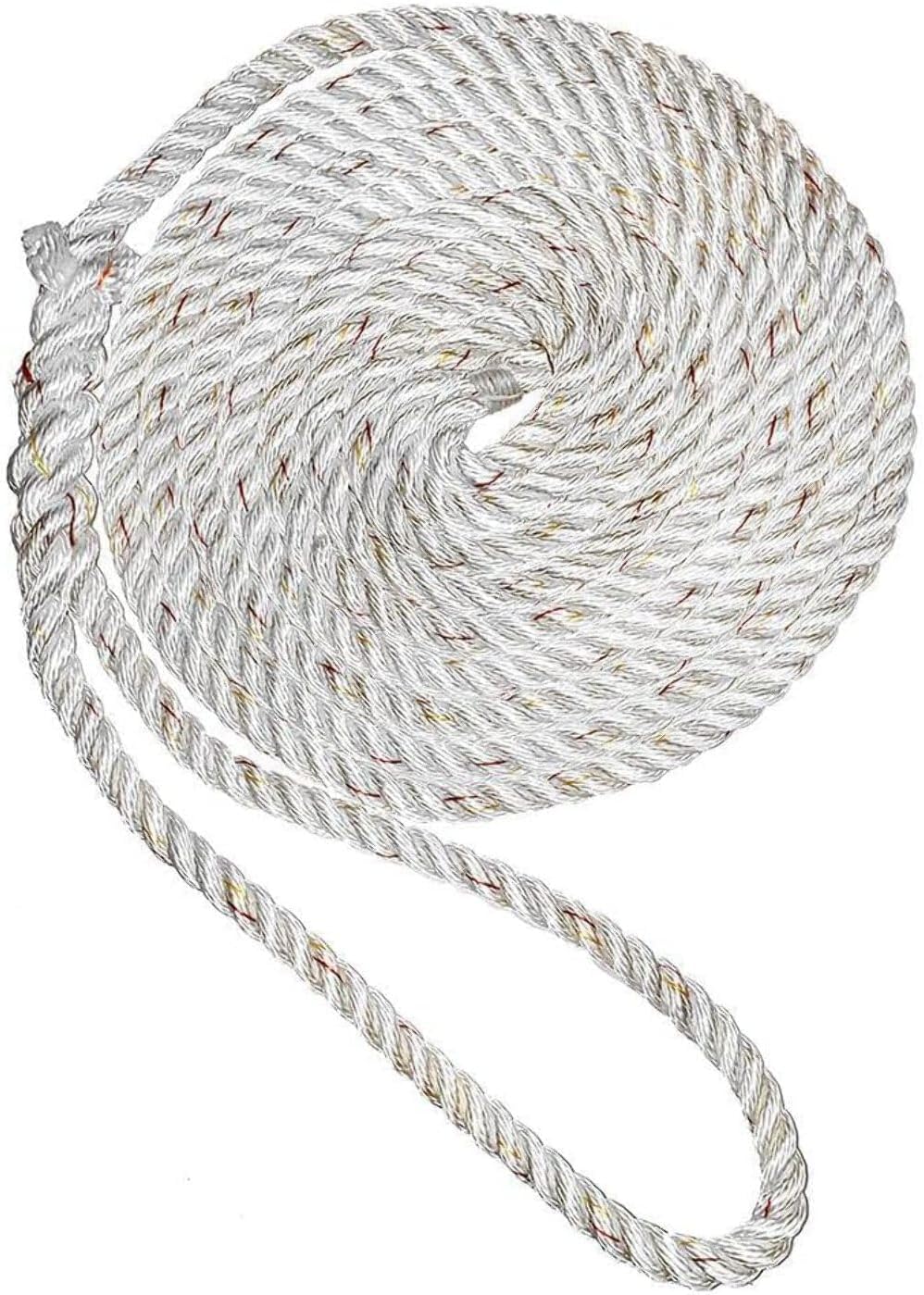 New England Ropes 3/8" Premium 3-Strand Dock Line - White w/Tracer - 25'