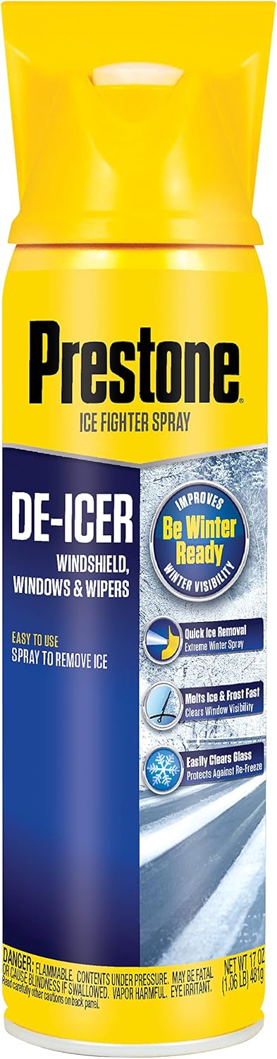 Prestone AS244 De-Icer for Windshield, Windows, and Wipers, 17 oz. Aerosol