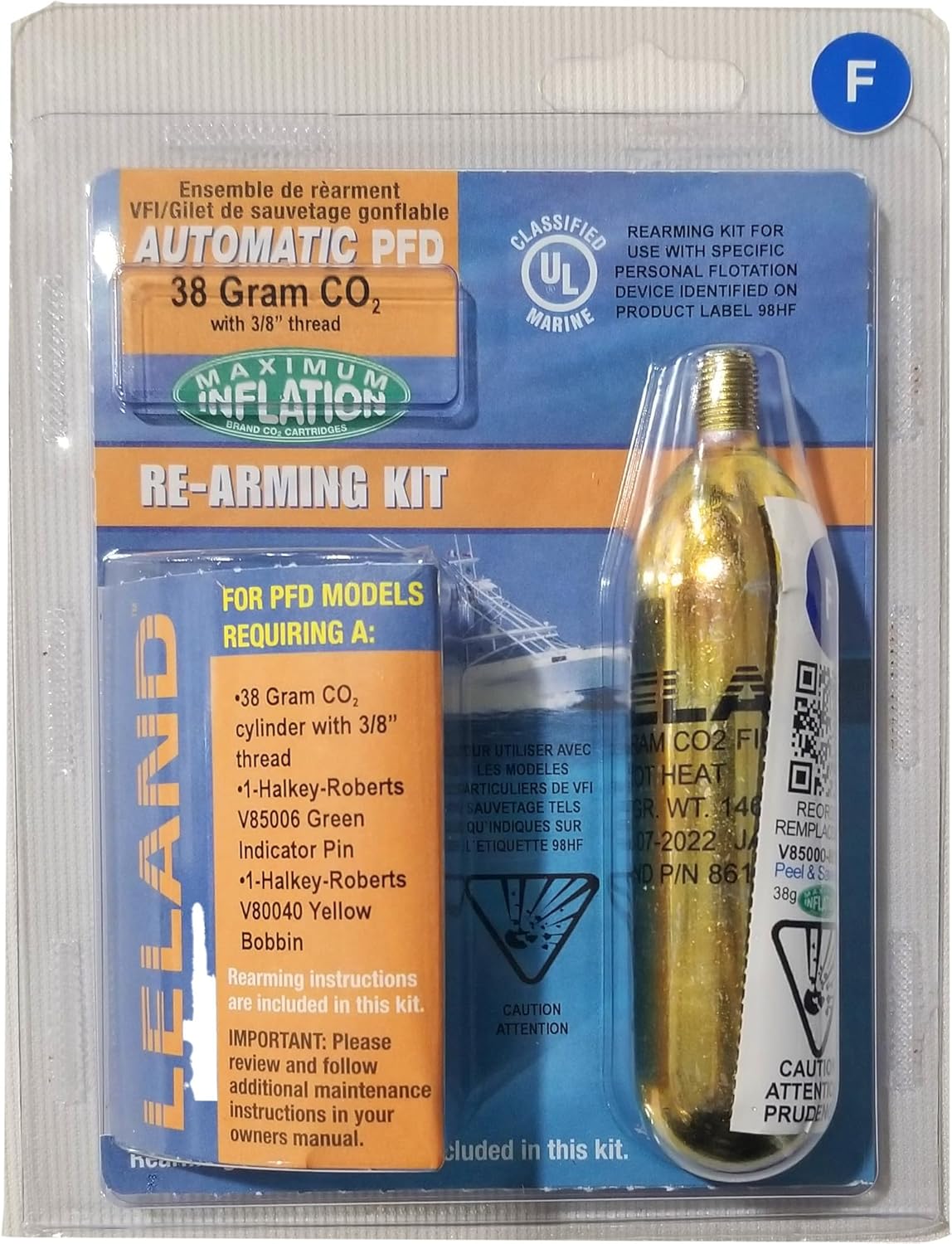 Leland Maximum Inflation V85000-86121Z 38-Gram Inflatable Life Vest Rearming Kit for V85000 Series - Auto