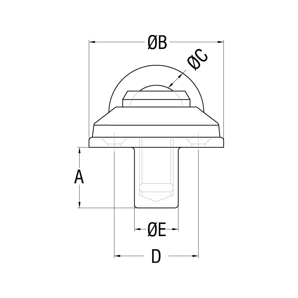 Ronstan Padeye, Removable, 4 Mounting Holes, 10mm Bar