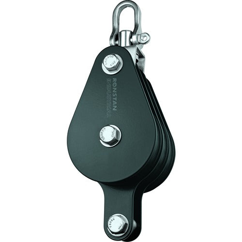 Ronstan Block, Triple,75mm Sheave, Becket, Swivel Shackle Head RON-RZ1709